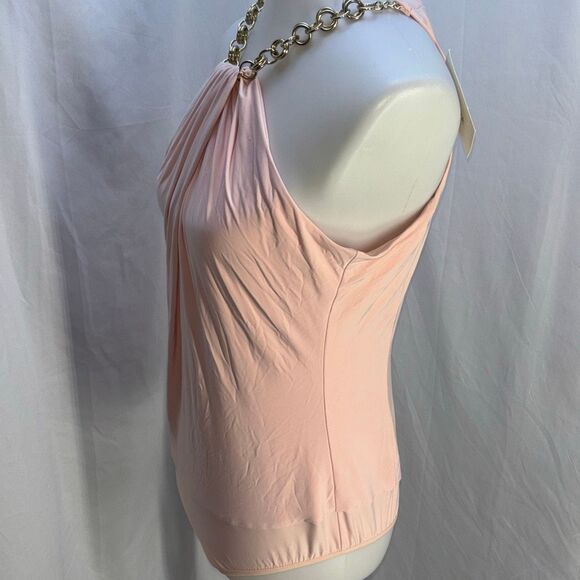 NWT Cache pink chain neck halter shirt top body suit Sz L holiday? - Picture 2 of 9